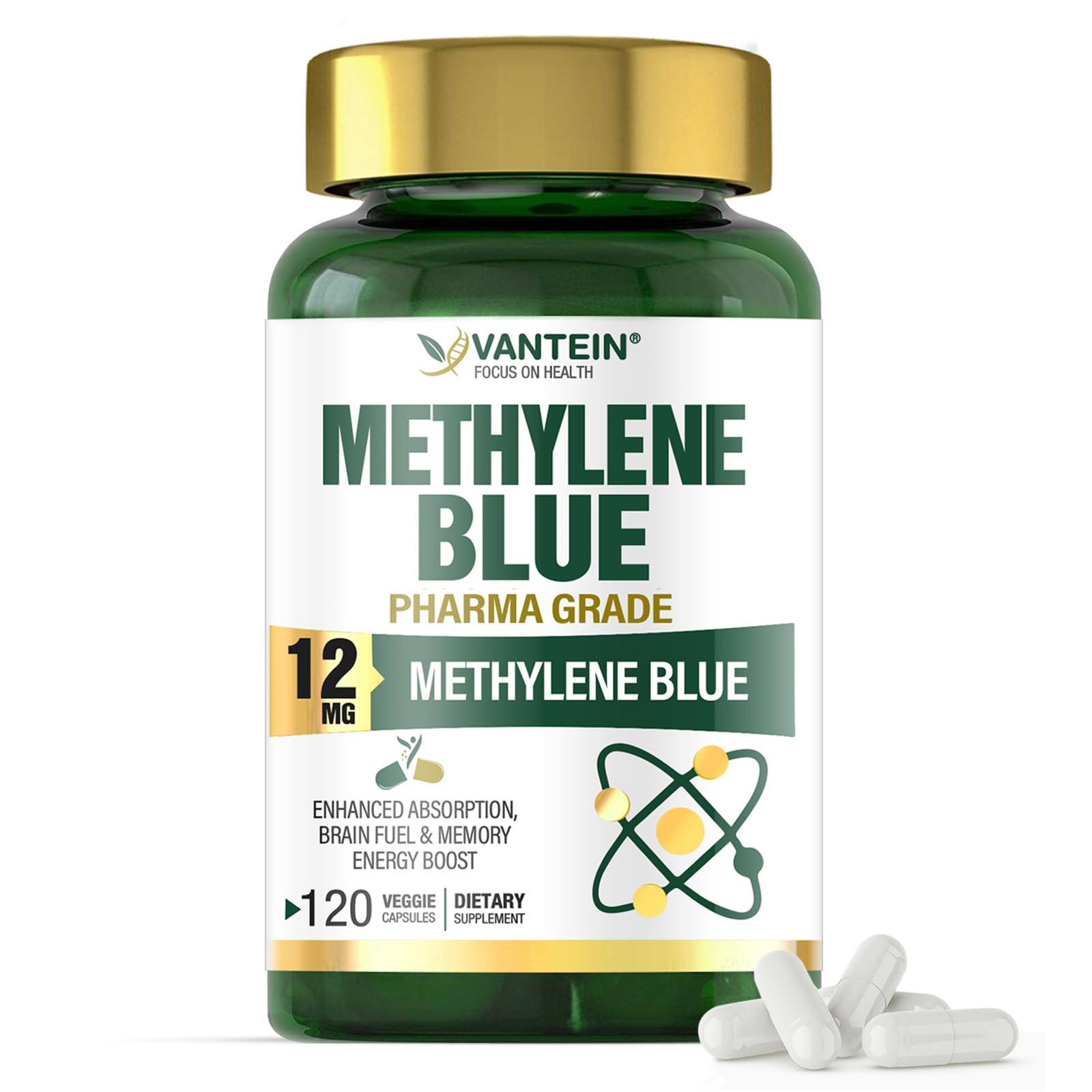 TEATTY bleu de méthylène – comprimés visibles, soutien potentiel à l'énergie cellulaire et à la vitalité.