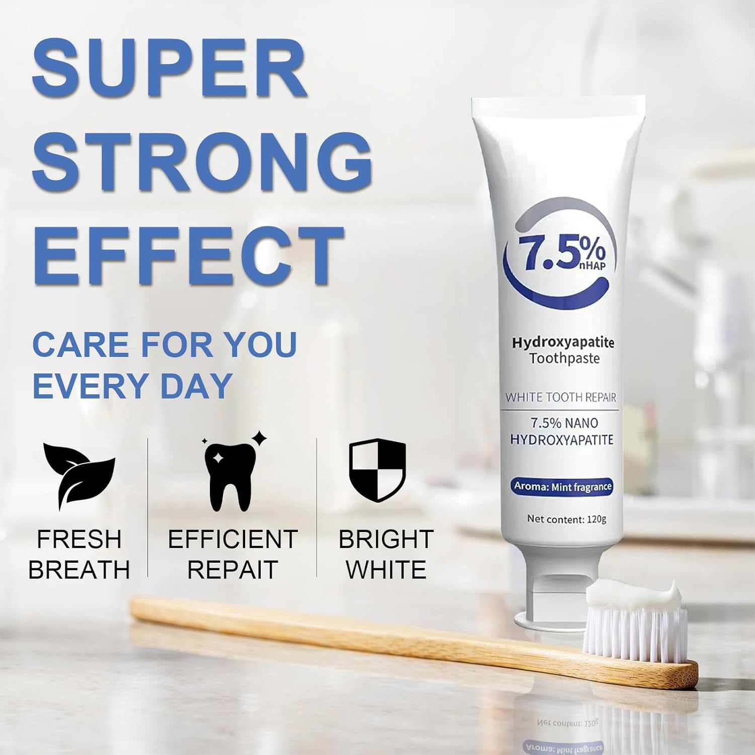 Tebazoew dentifrice hydroxyapatite, utilisation quotidienne pour une bouche plus saine.