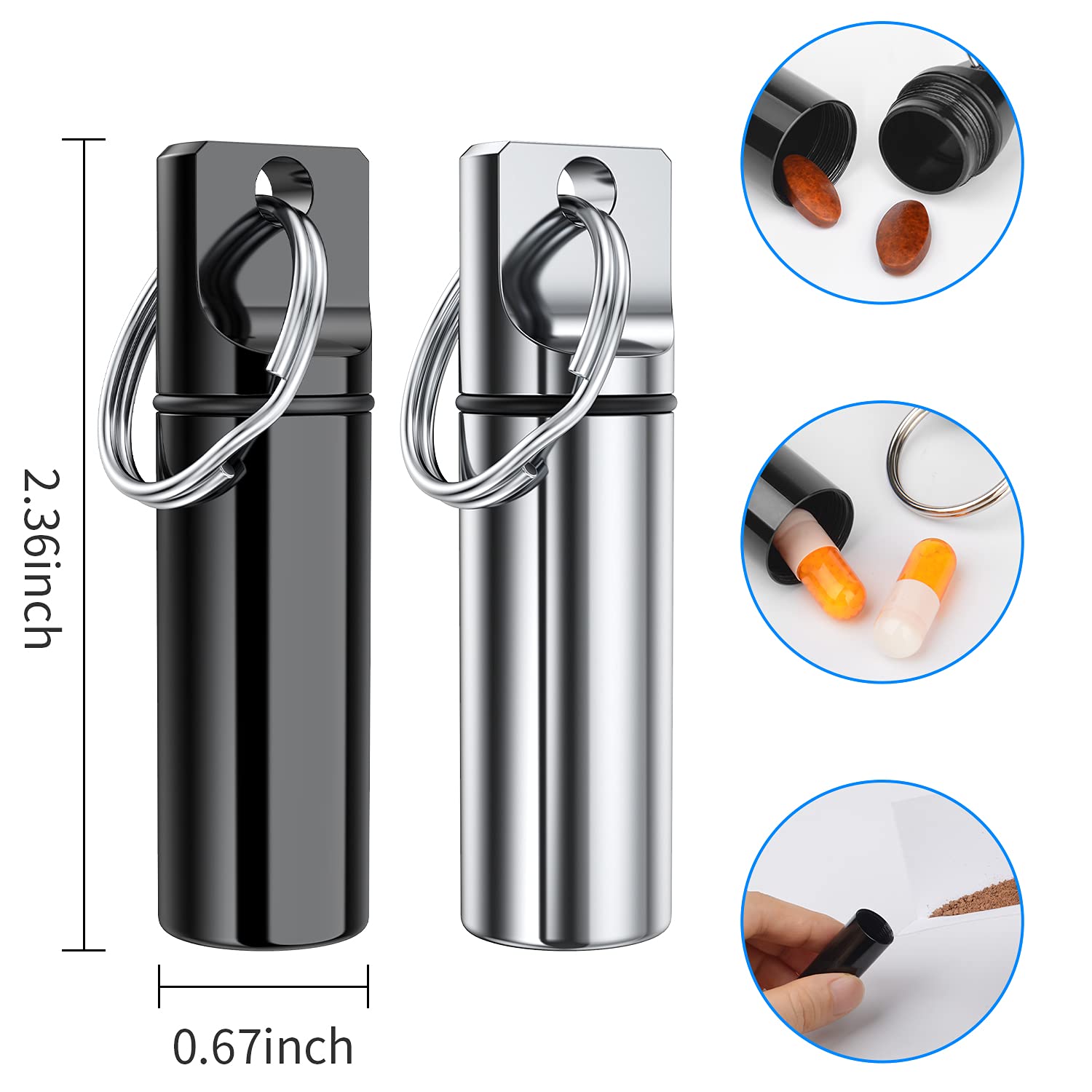 TecQach boîte pilules portable, rangement sûr dans le sac.
