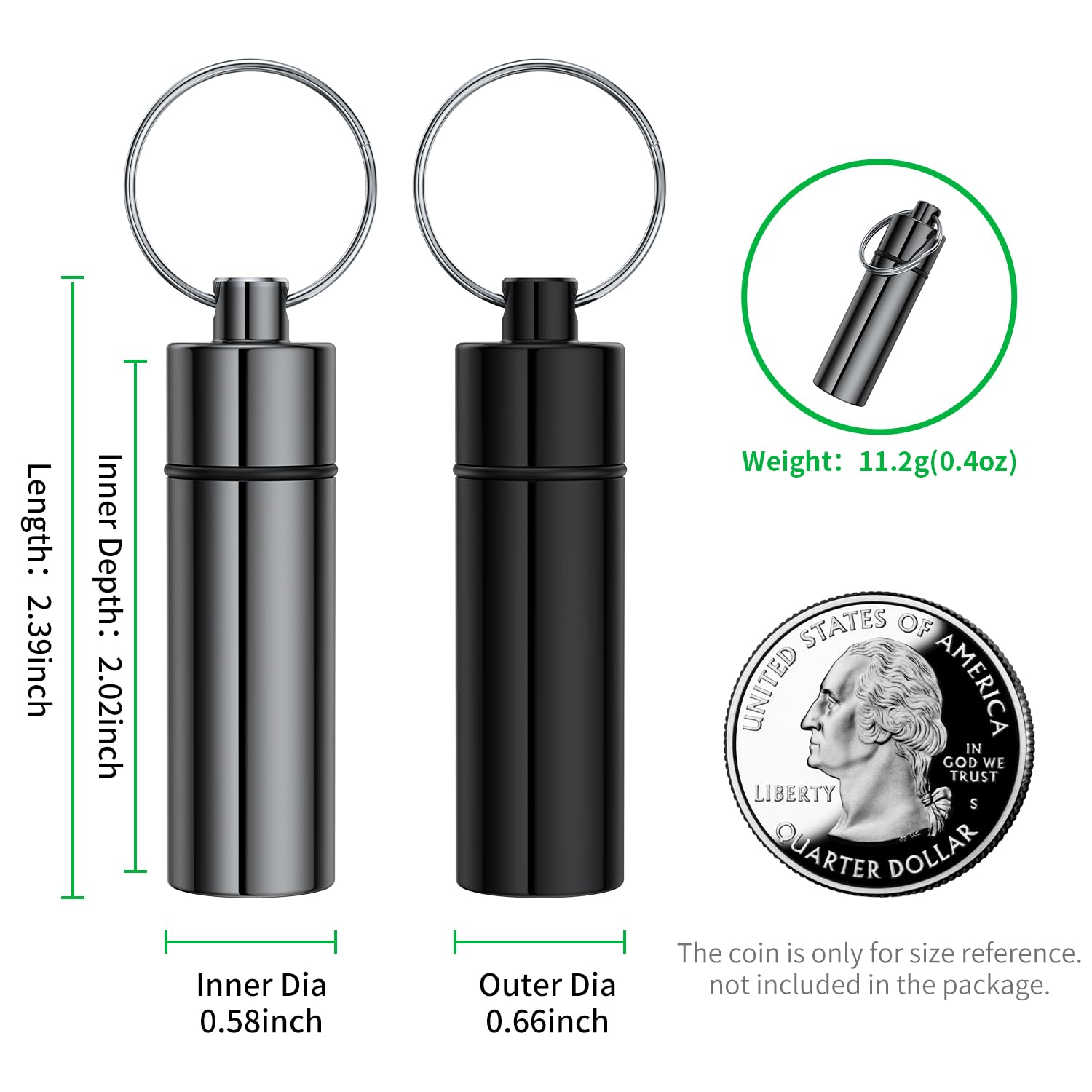 TecQach étui pilules metal compact 2-pack léger et durable