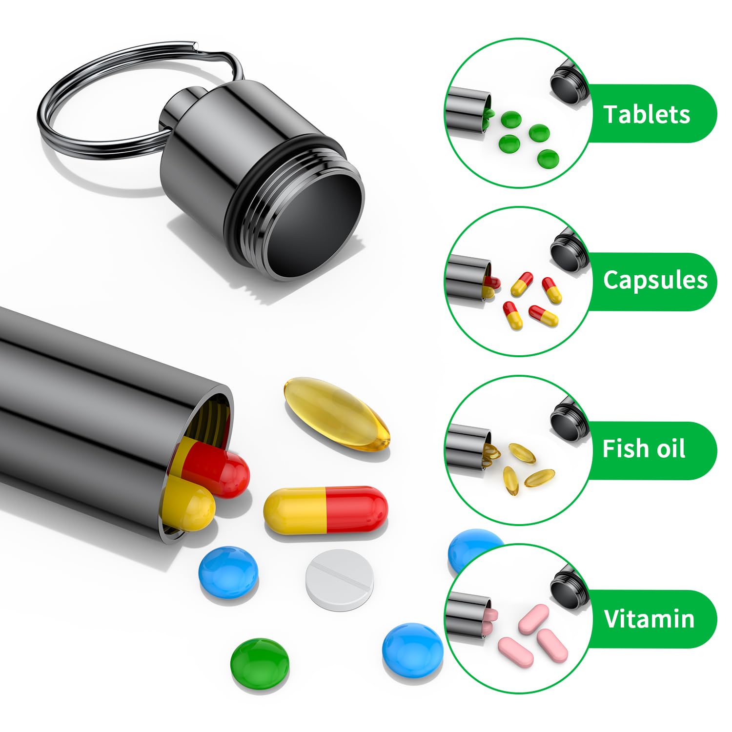 TecQach étui pilules mini portable idéal pour déplacements quotidiens