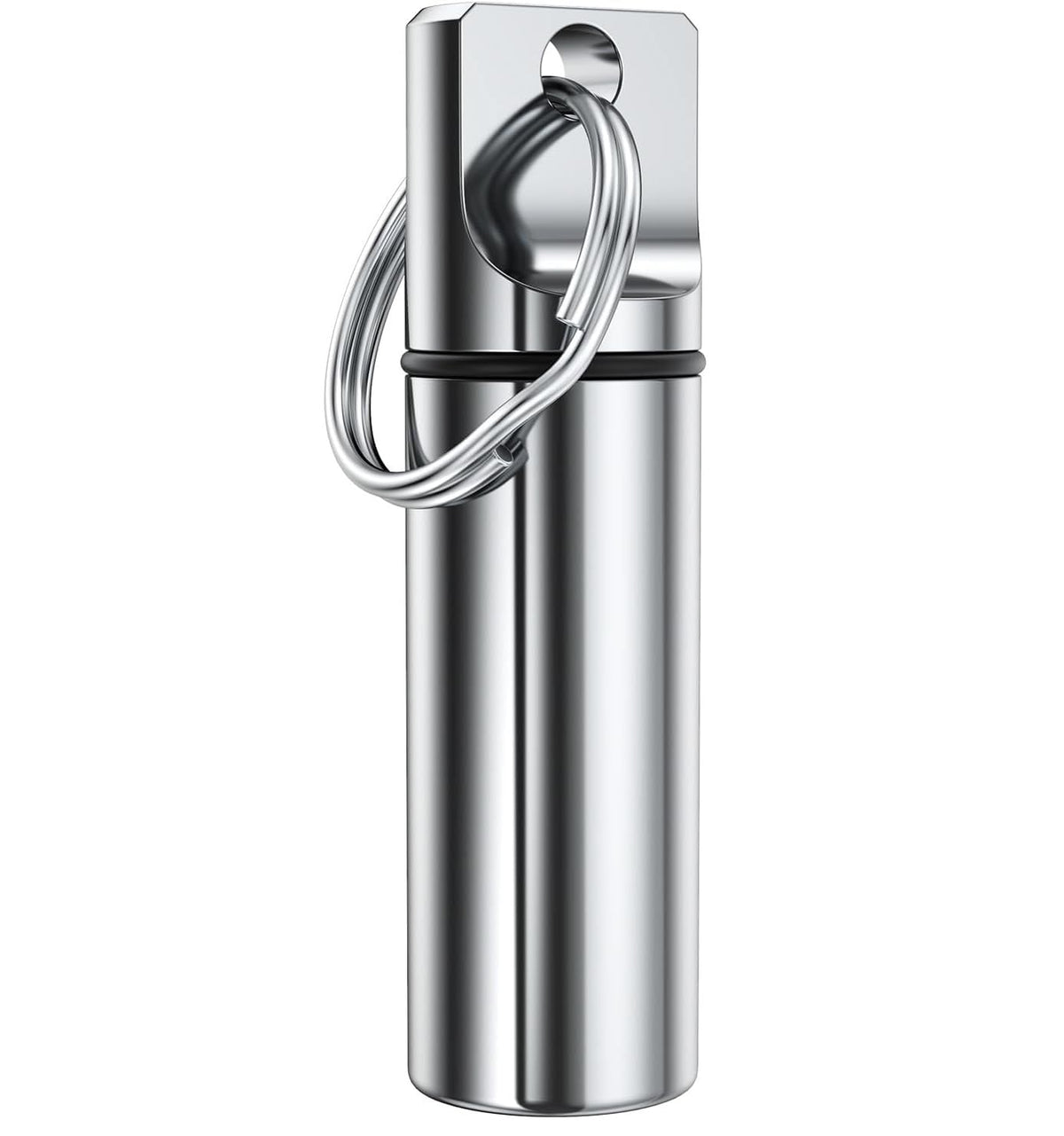 Porte-pilule TecQach avec anneau, compact et léger pour l'emporter partout.