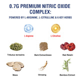 Teelne Nitric Oxide Booster, étiquette détaillant la formule propre et les ingrédients clés