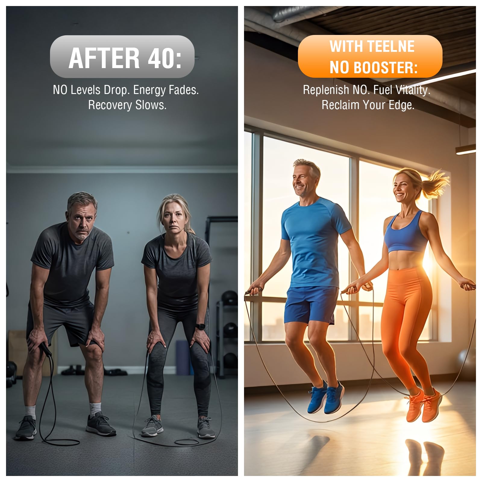 Teelne Nitric Oxide Booster, image pré-entraînement montrant l’utilisation du produit