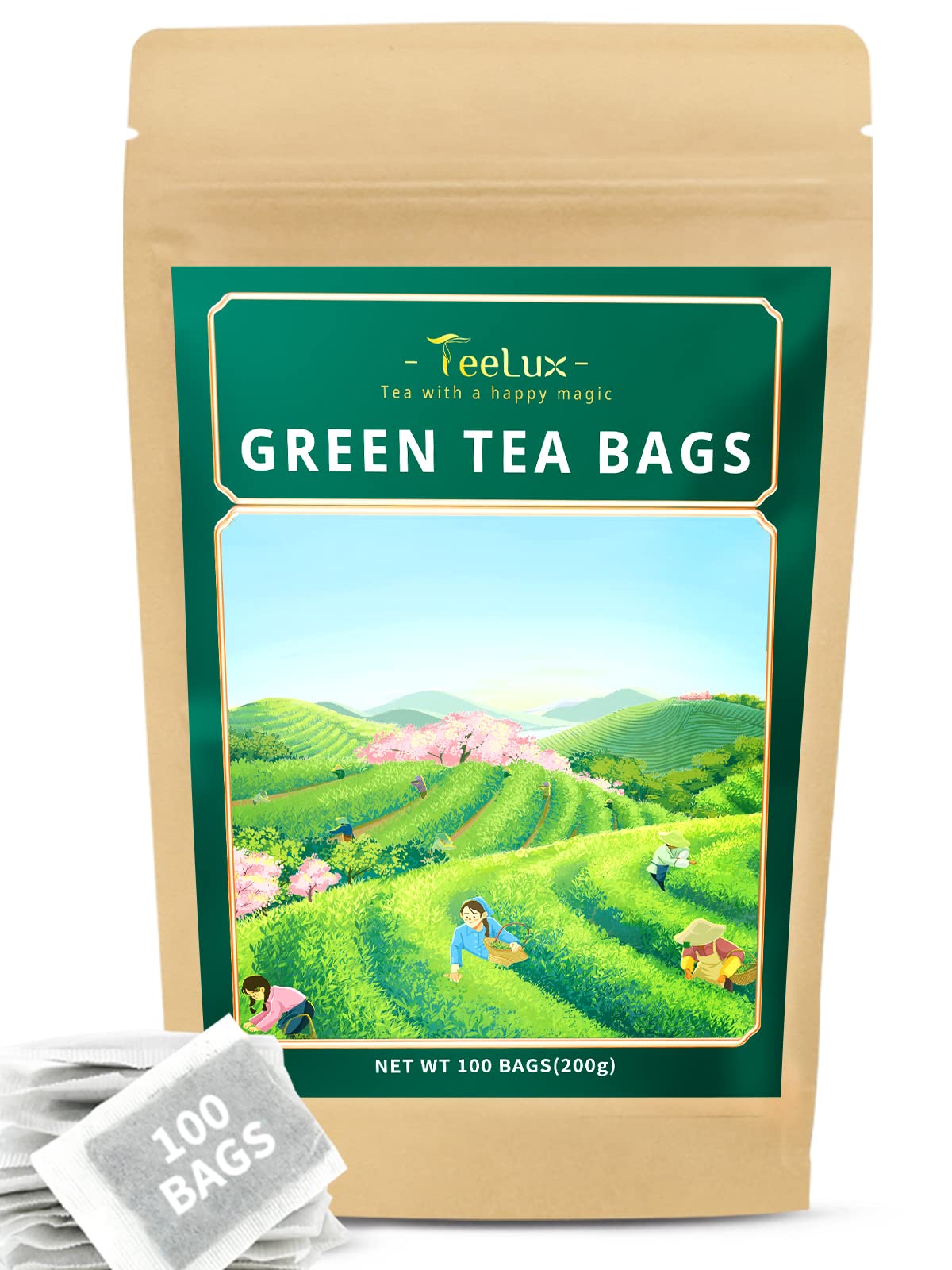 TeeLux sachets thé vert pur prêts à infuser pour une pause naturelle