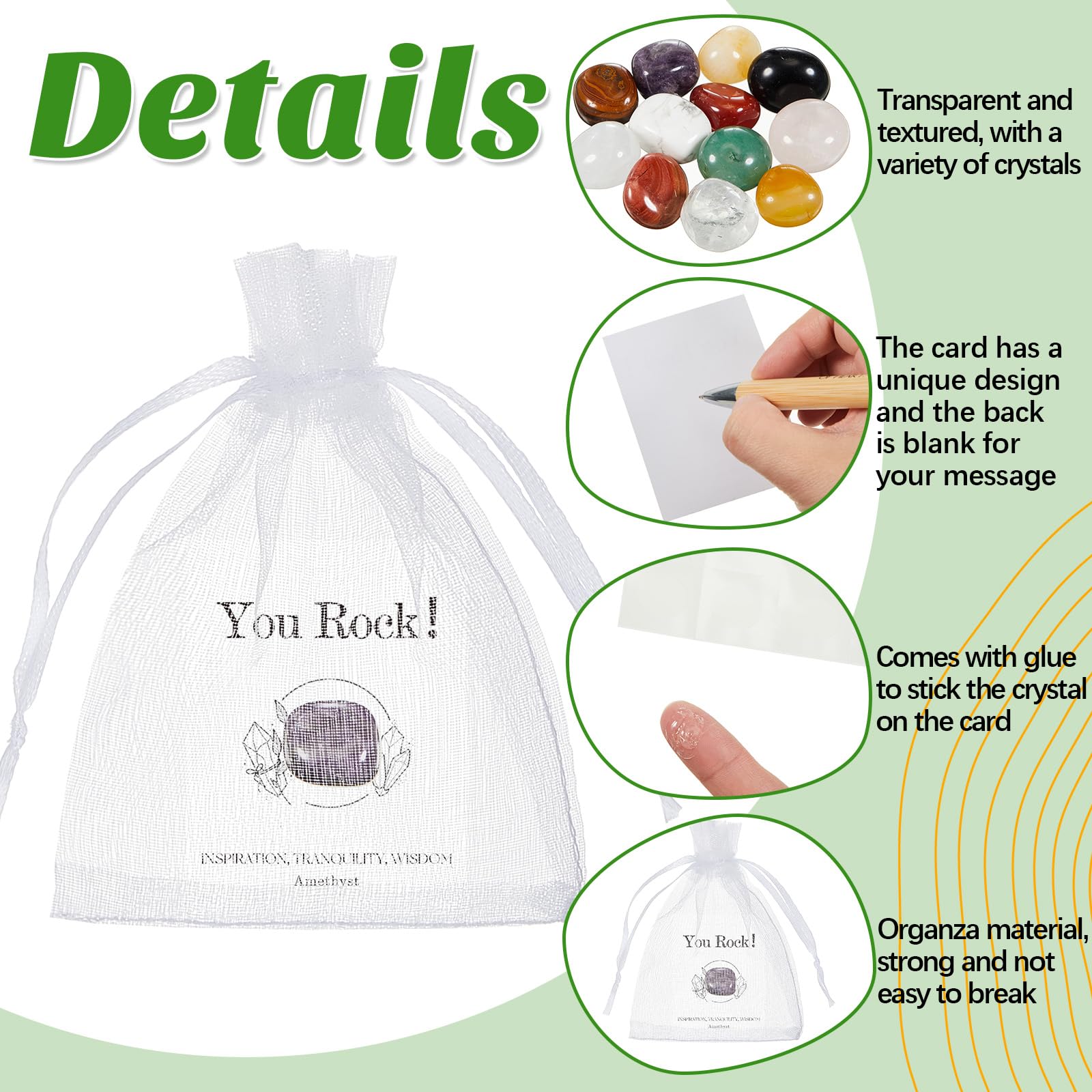 Teenyyou-sacs-organza-blanc: sachets organza blancs pour offrir les pierres avec élégance et protection.
