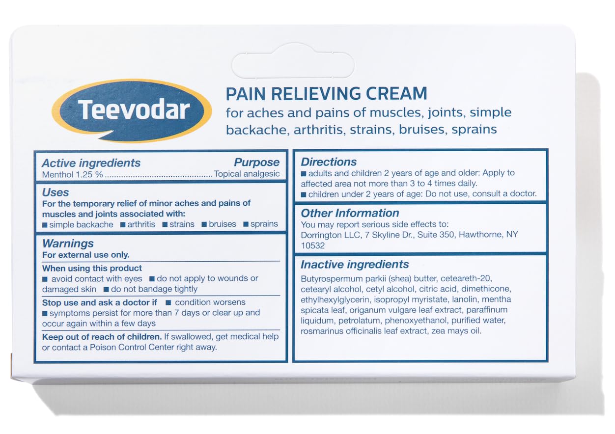 Teevodar Crème apaisante usage quotidien assure une application pratique et rapide