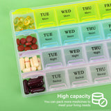 Teikou 28 compartiments spacieux pour organiser médicaments.
