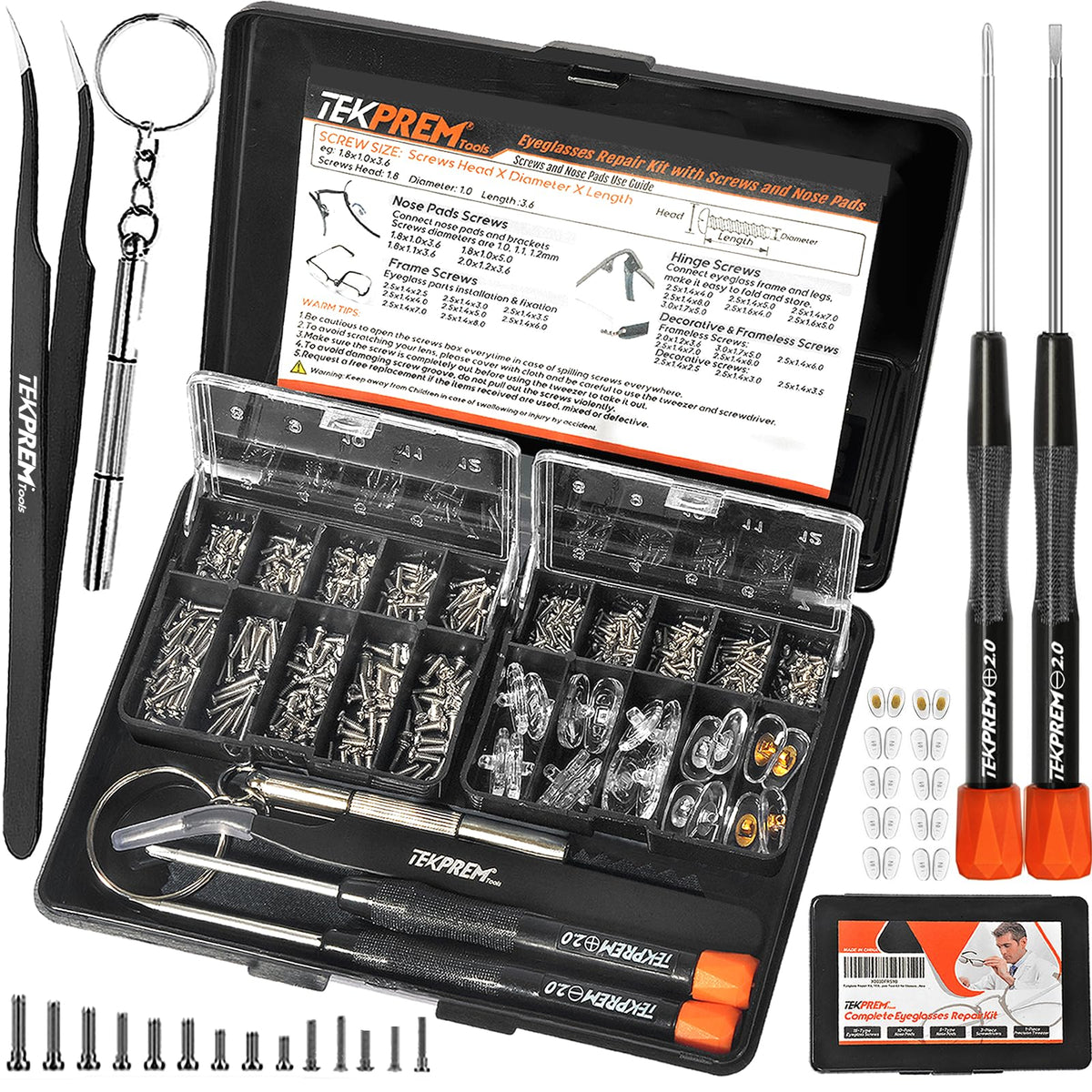 Kit TEKPREM réparation lunettes dans sa boîte portable pour un accès rapide