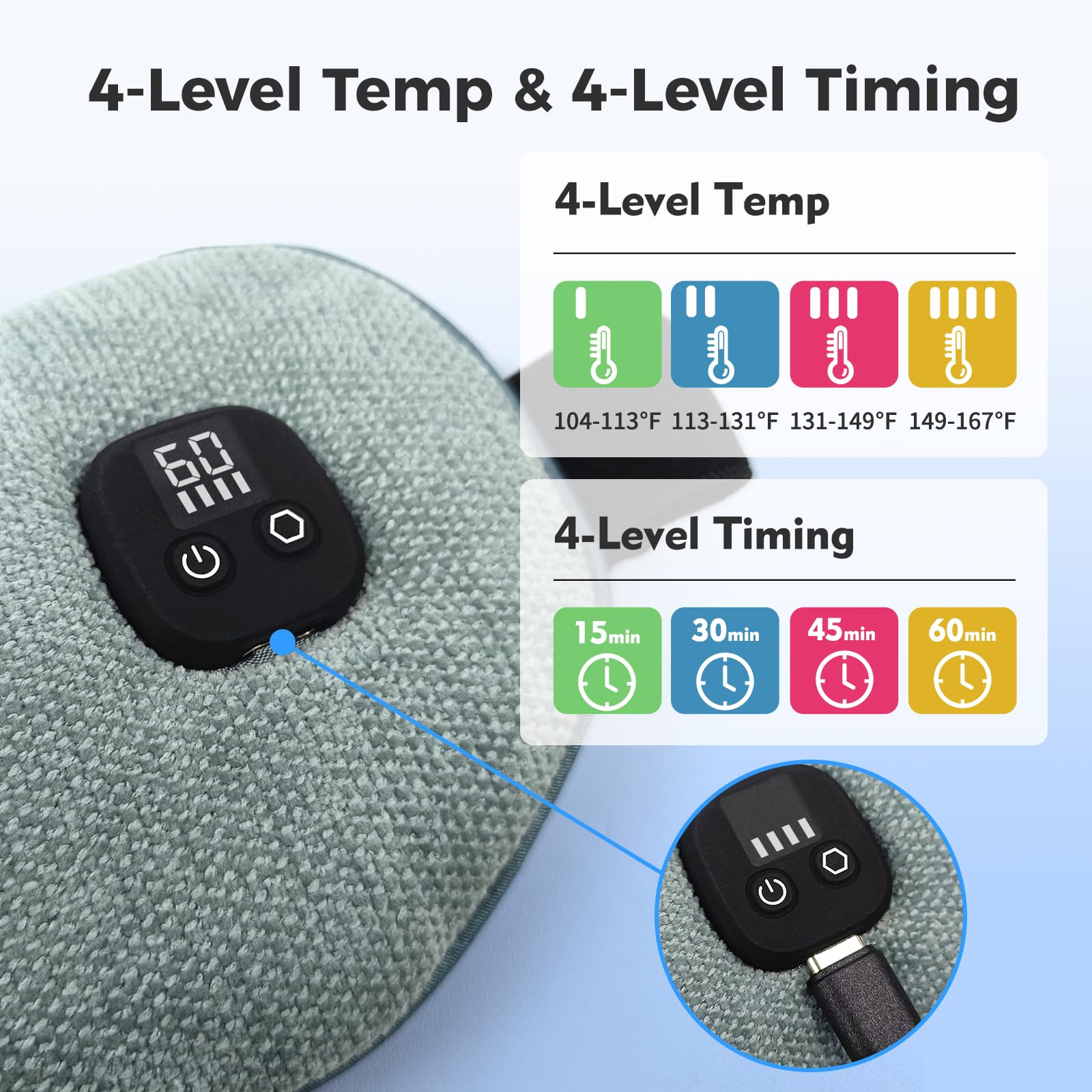 Masque Telepepe chauffant sans fil, batterie interne de 1000mAh