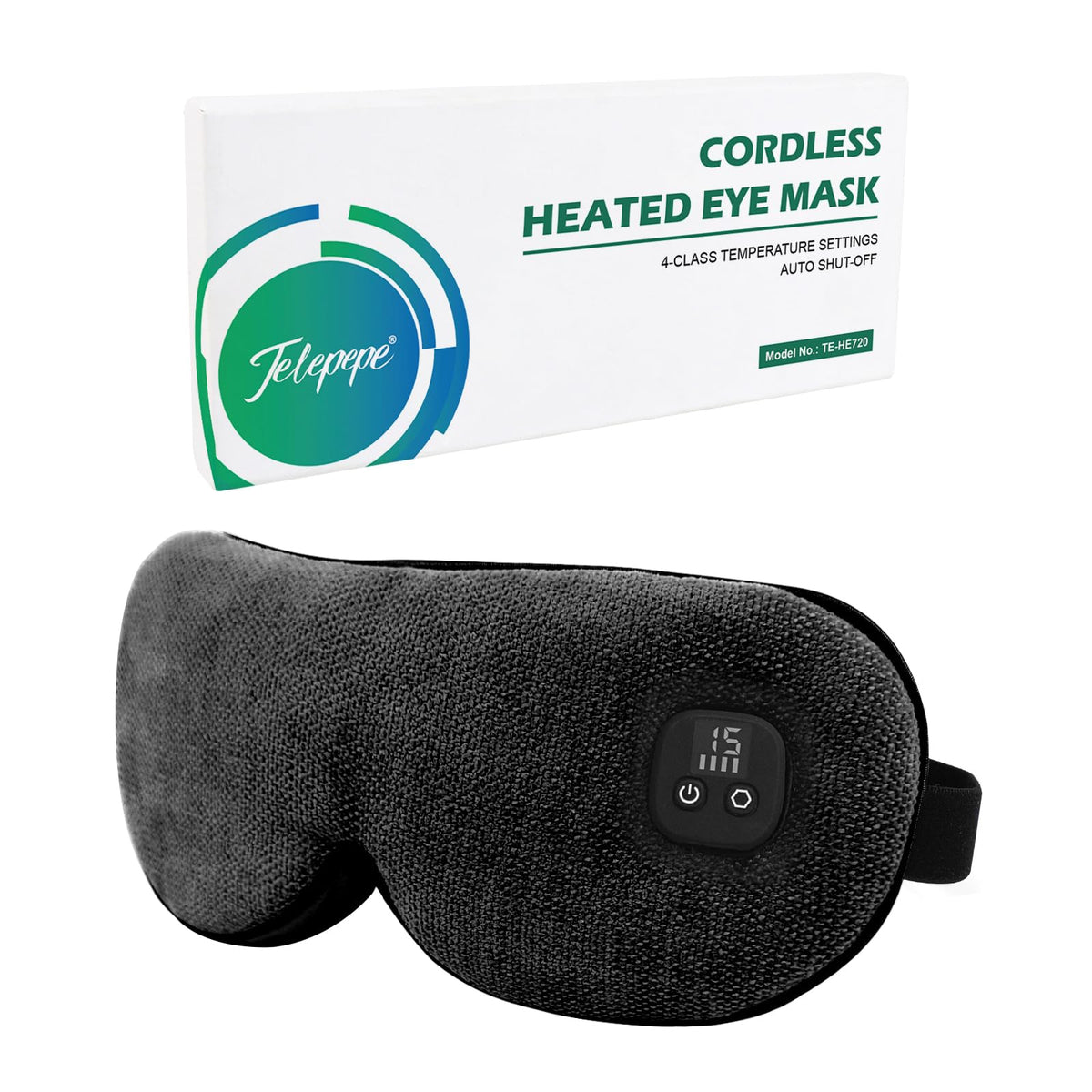 Masque Telepepe chauffant compact pour soulager les yeux secs.