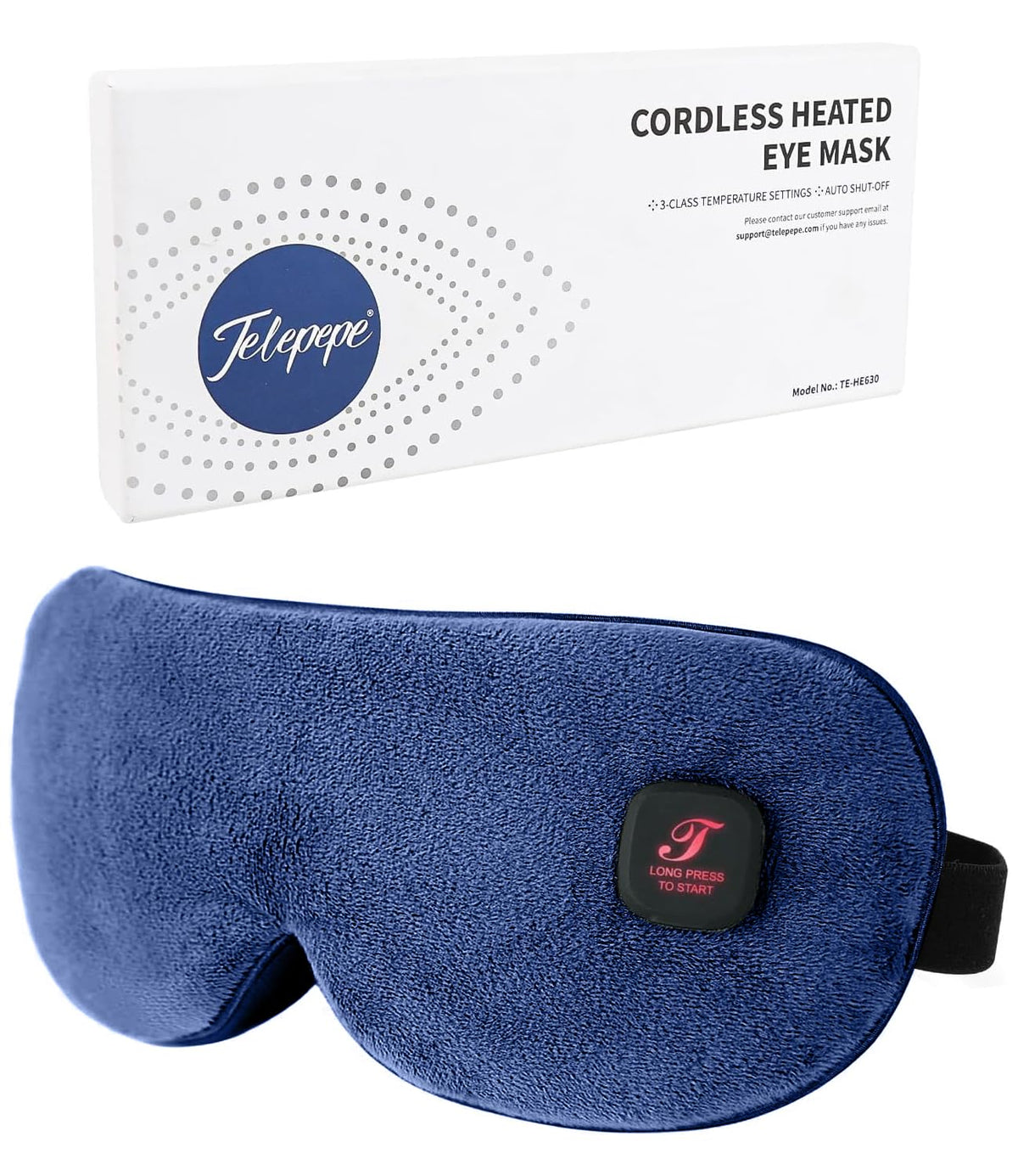 Masque Telepepe chauffant sans fil, confort en déplacement pour les yeux.