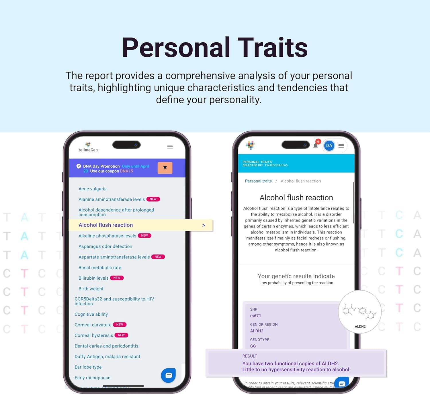 traits personnels révélés par TellmeGen pour mieux comprendre vos caractéristiques