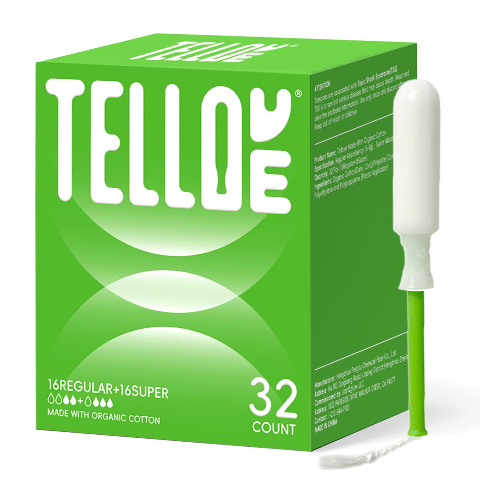 Tellove tampons avec cœur coton biologique — emballage pratique pour le quotidien et les trajets.