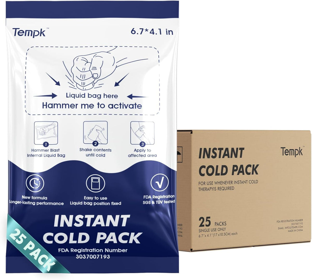 Tempk pack froid instantané – emballage prêt à l’emploi pour premiers soins.