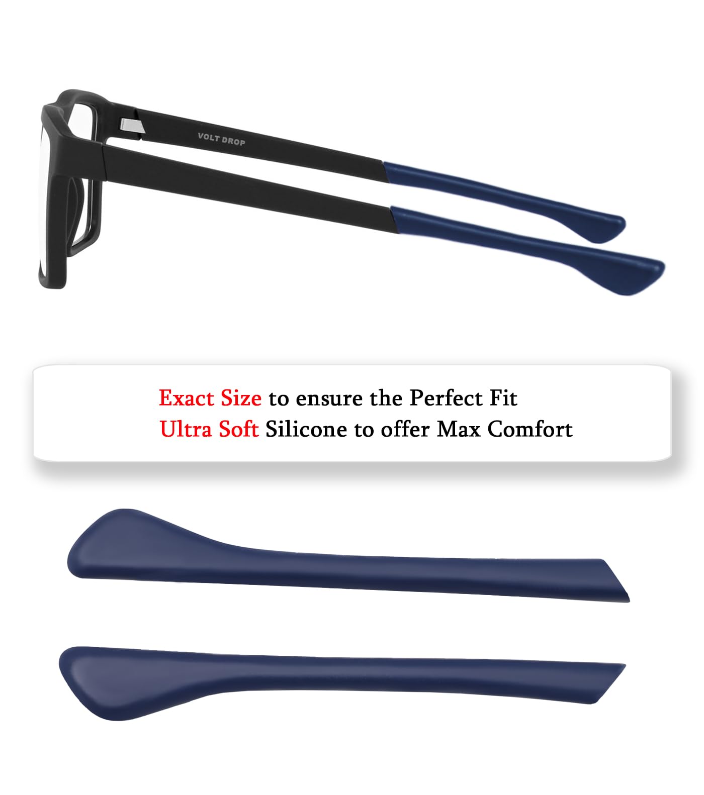 TenDye embouts silicone bleu, remplacement simple et sûr pour lunettes.