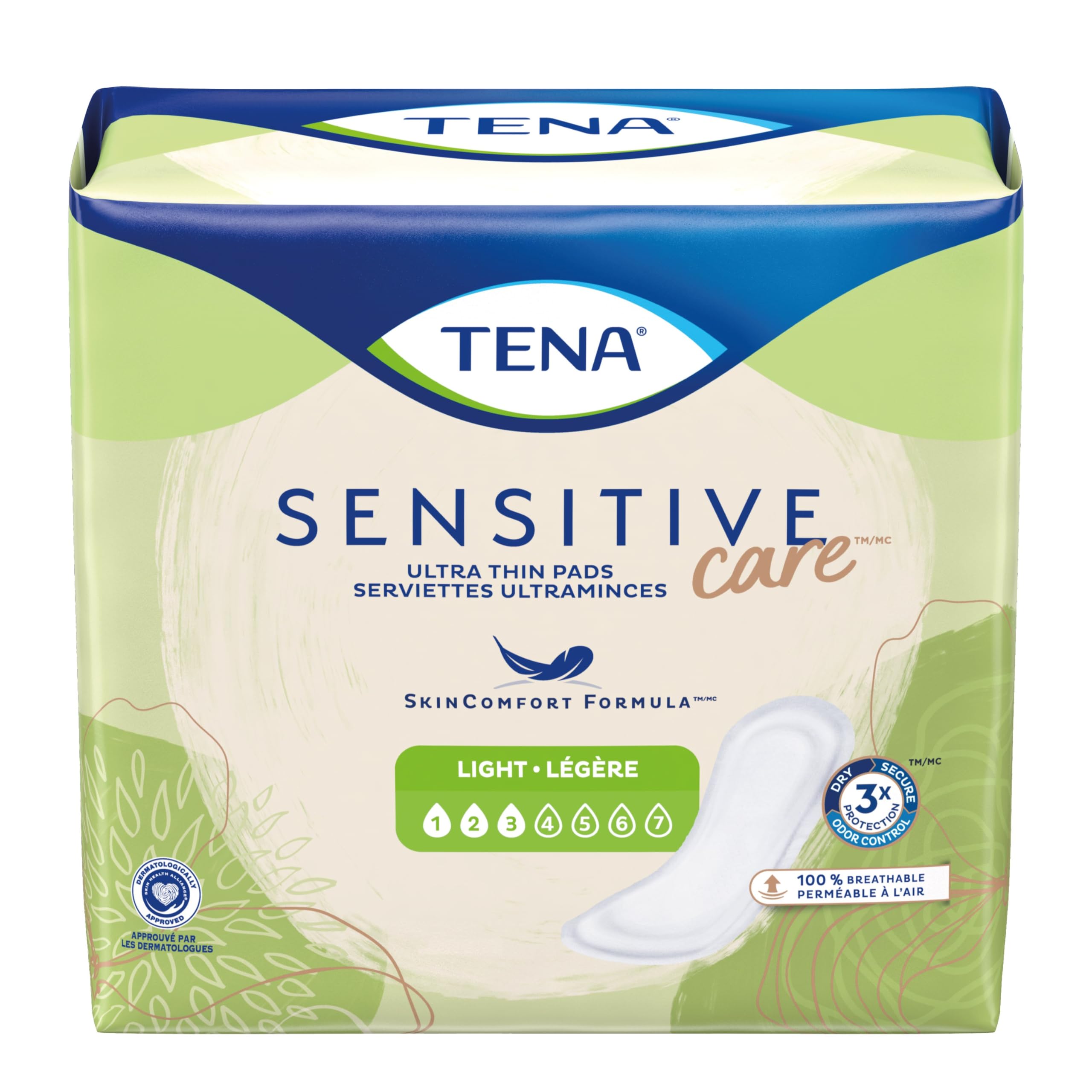 TENA Intimates Protège-slips ultra-fins légers, vue avant, protection discrète au quotidien.