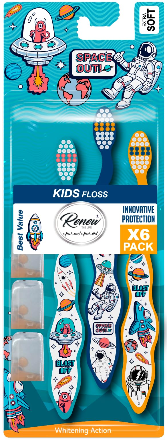 Brosse Tender Me pour enfants avec design Space Out, nettoyage doux et précis.