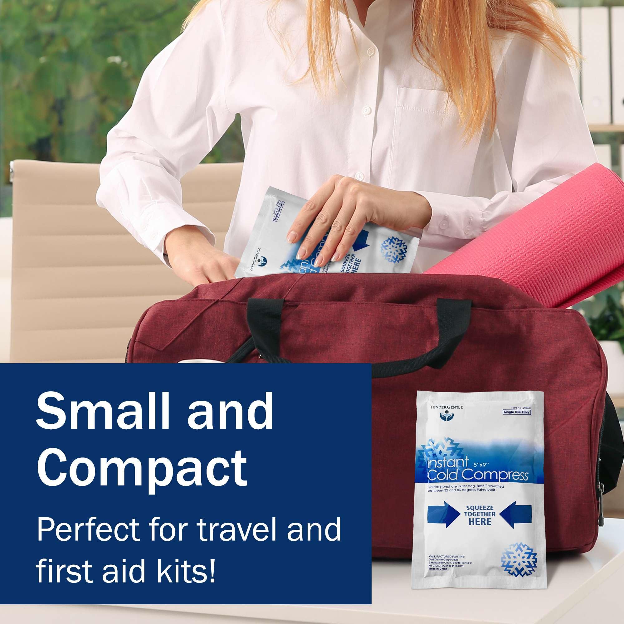 TenderGentle emballage portable, format compact pour sport et voyages.