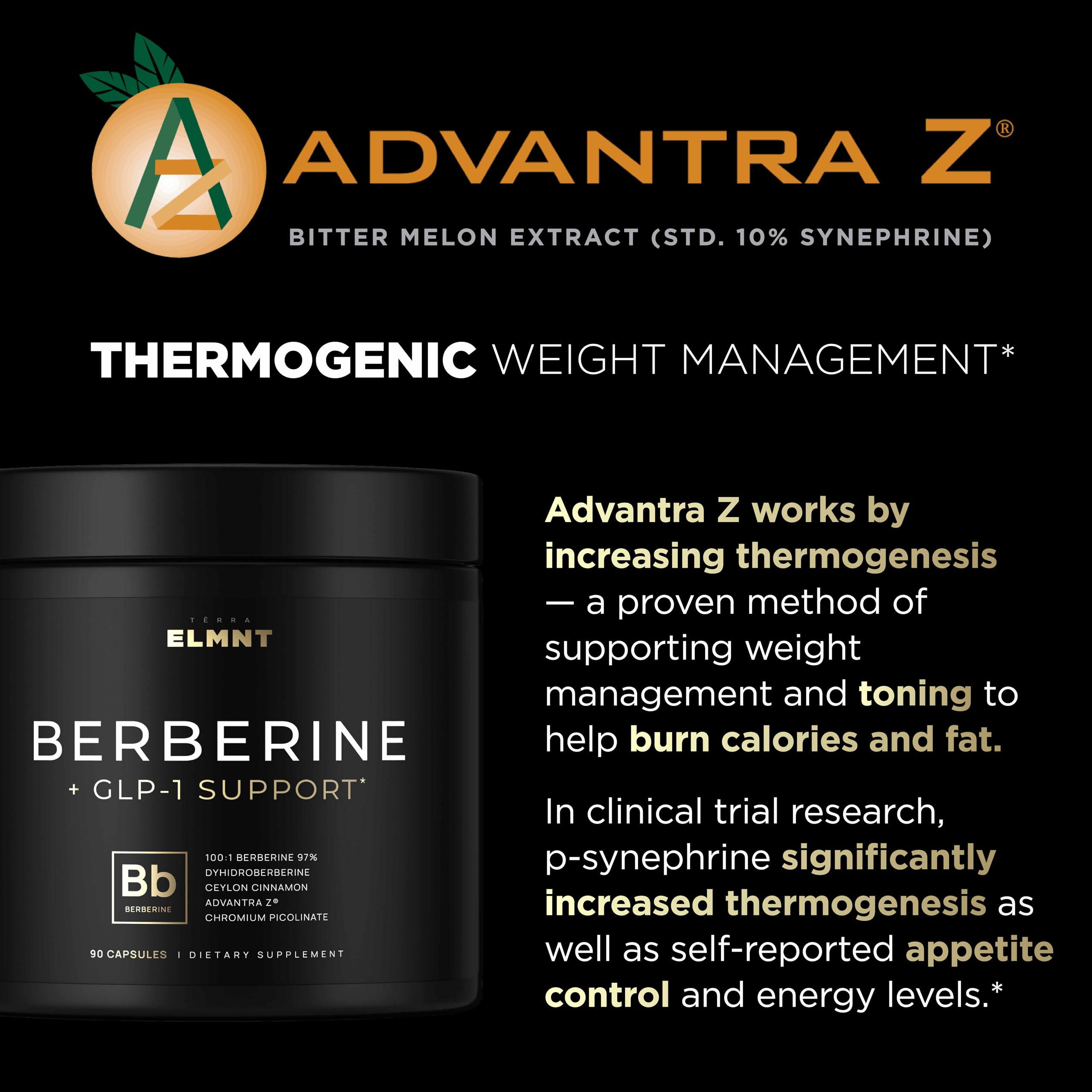 Terra Elmnt Extrait Bitter Melon Advantra Z: synephrine ciblé pour la thermogenèse potentielle