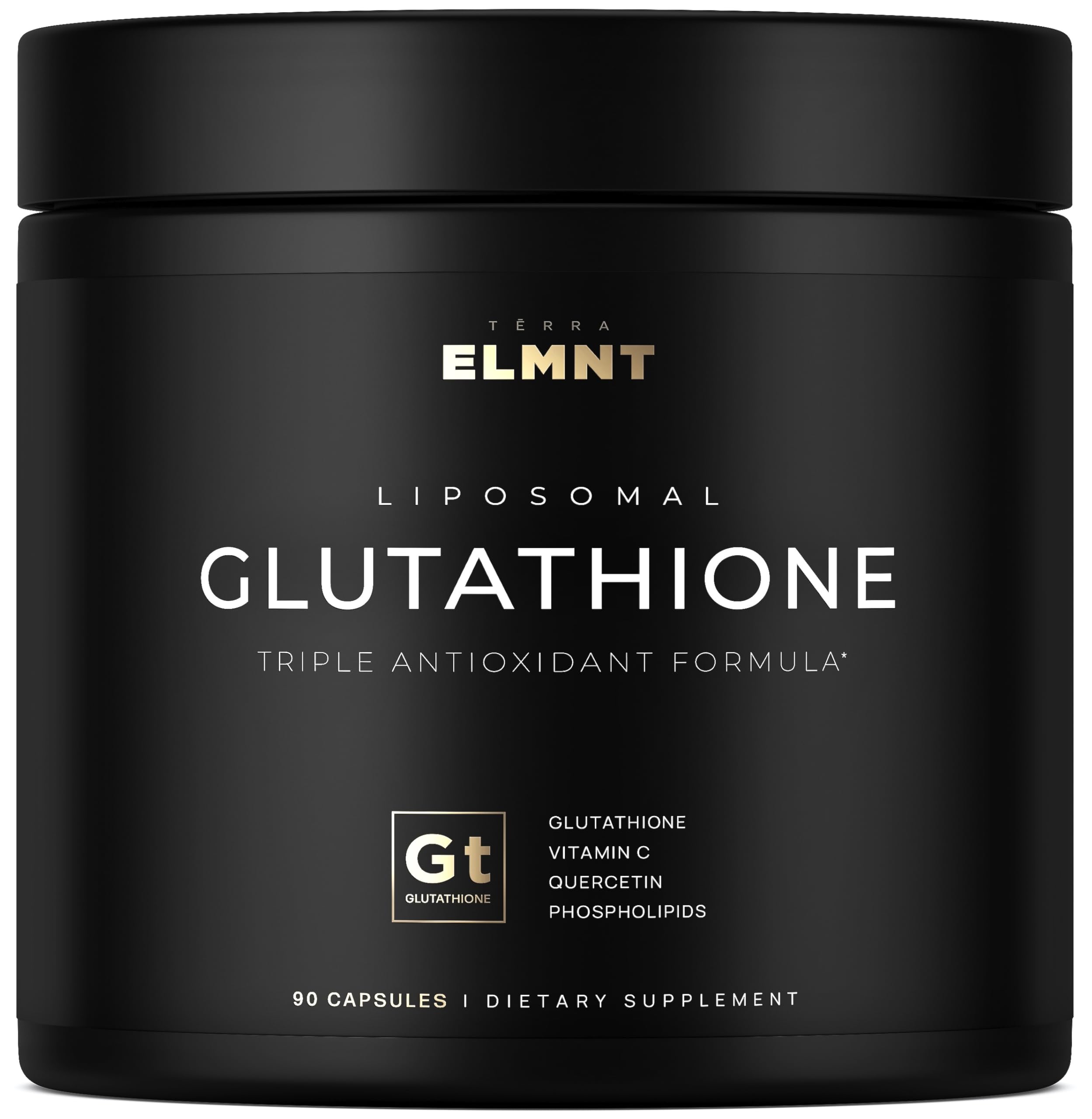 Terra Elmnt Glutathion liposomale, bouteille de 90 gélules pour une absorption ciblée.