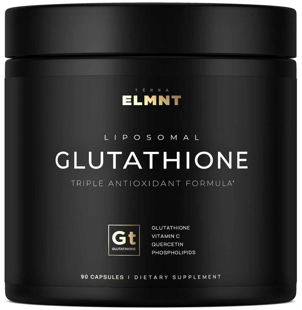 Terra Elmnt Glutathion liposomale, bouteille de 90 gélules pour une absorption ciblée.
