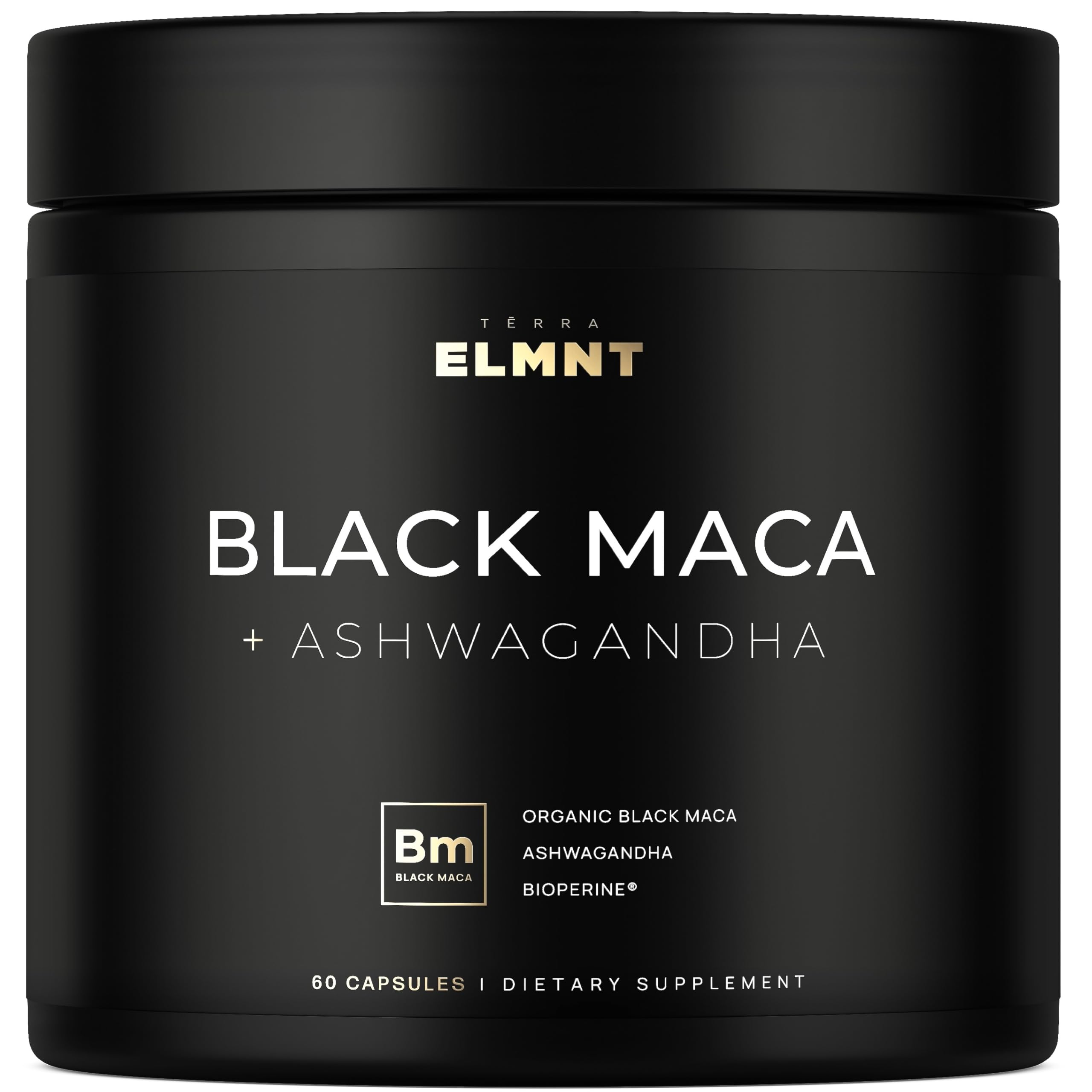 Terra Elmnt Maca noire en bouteille, potentielle énergie durable.