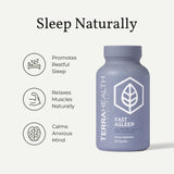 Table de nuit avec Terra Health Essentials Fast Asleep prête pour la routine nocturne