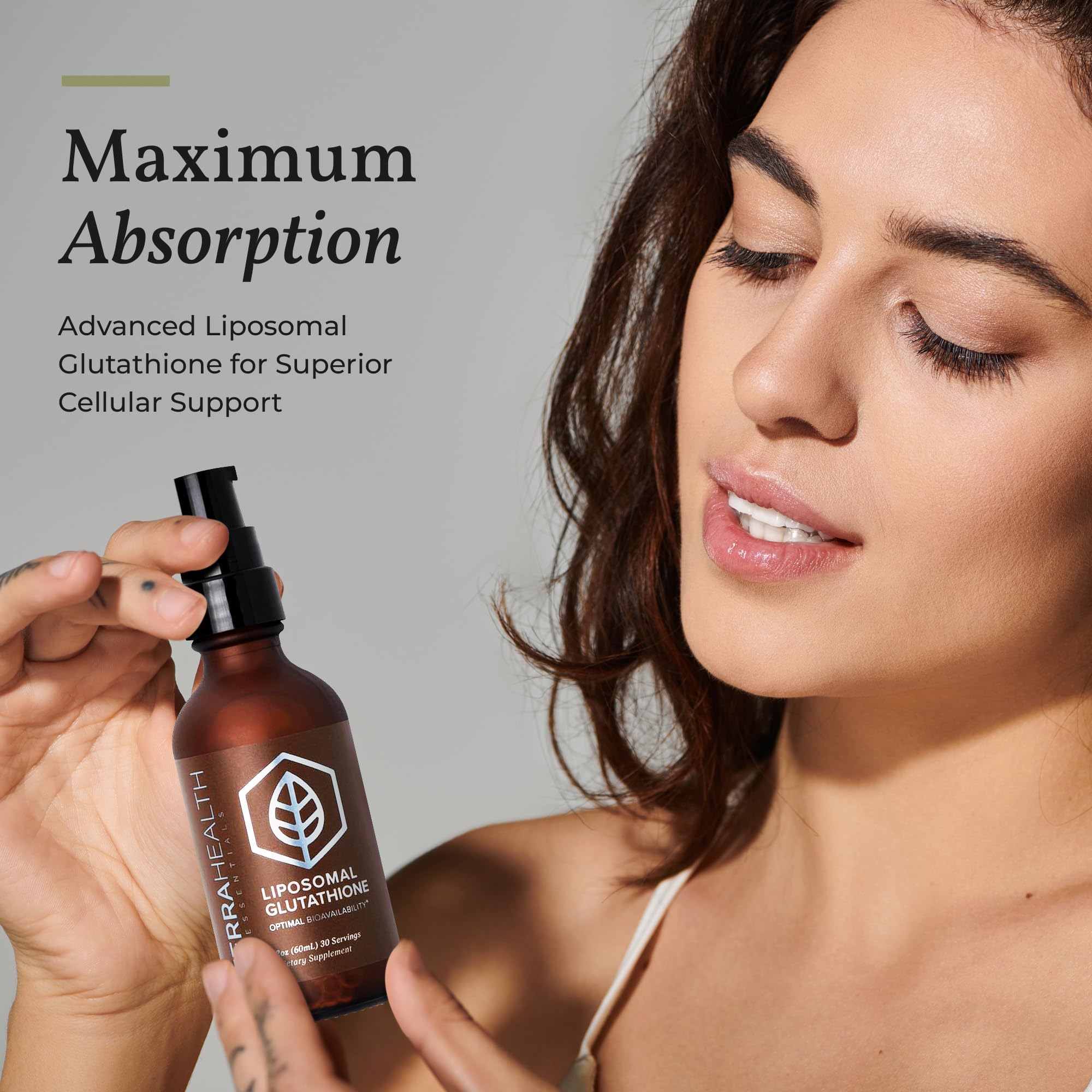 Terra Health Essentials glutathion liposomial etiquette: fiche produit claire et sécurité garantie.