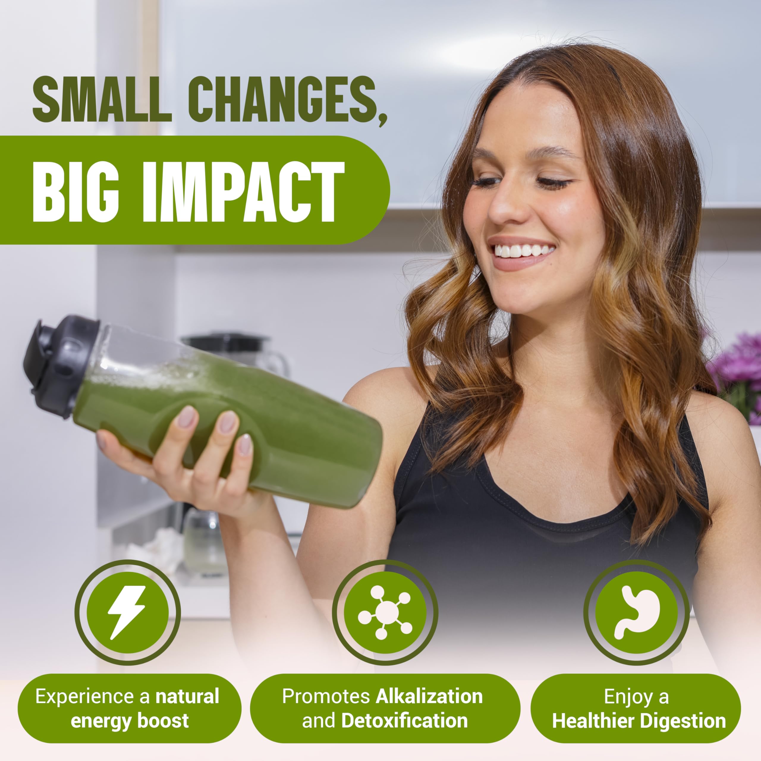 Terra Kai Organics JuCE Green Superfood Scoop, doseur intégré pour préparer rapidement une boisson.