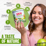 Terra Kai Organics JuCE Green Superfood Saveur Pomme, poudre au goût fruité pour boissons nutritives.