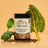 TERRA ORIGIN Greens Blend ingrédients détox: chlorelle et kale pour nutrition quotidienne.