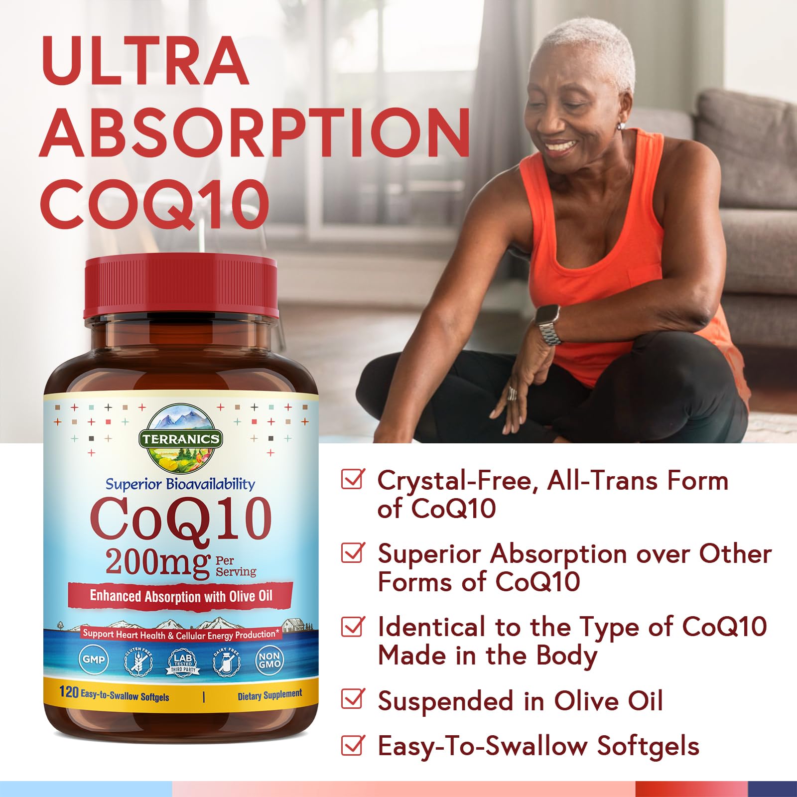 Terranics CoQ10 – Zoom sur huile d'olive, double action antioxydante potentielle.