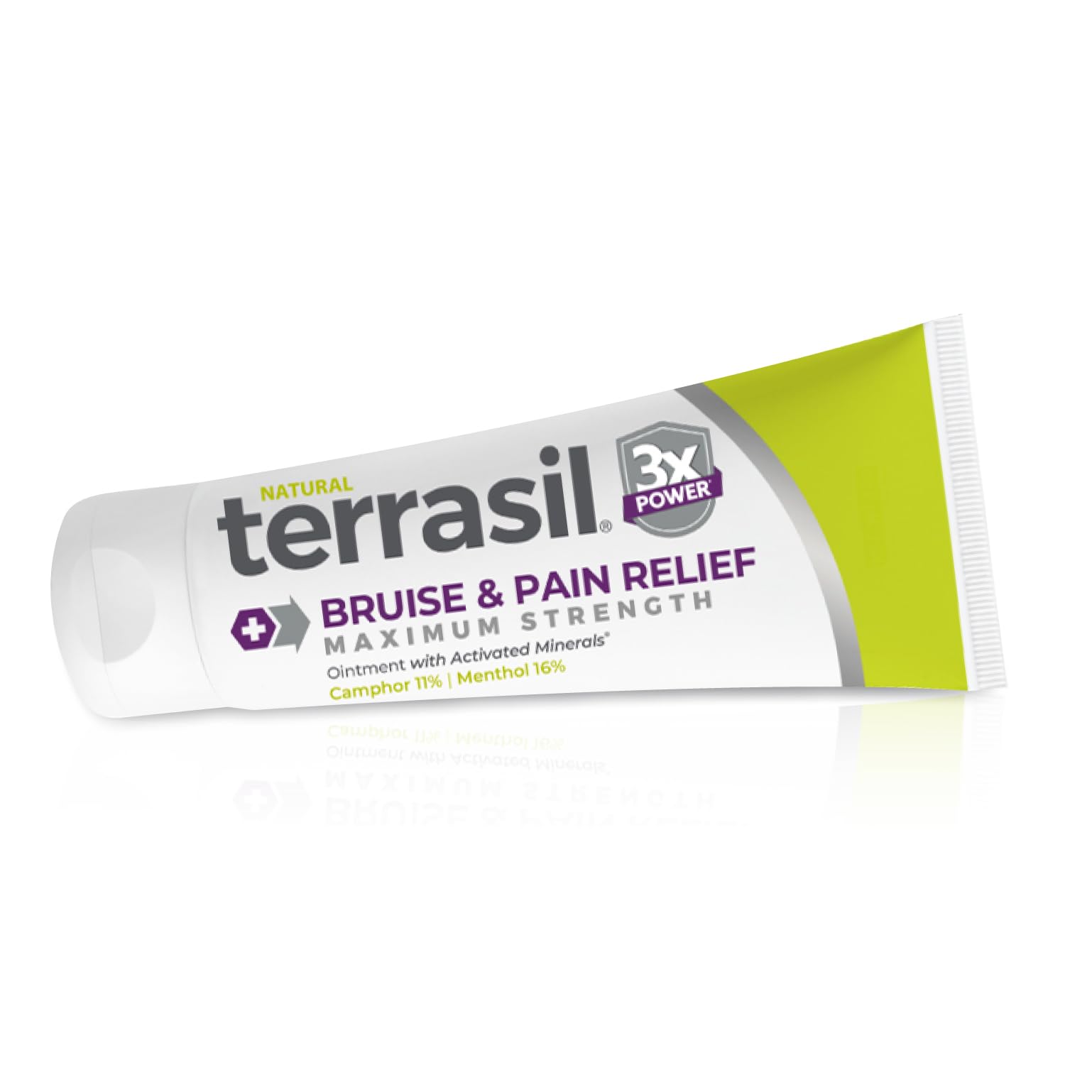 Terrasil Crème pour ecchymoses sur la bouteille, option douce pour les seniors.