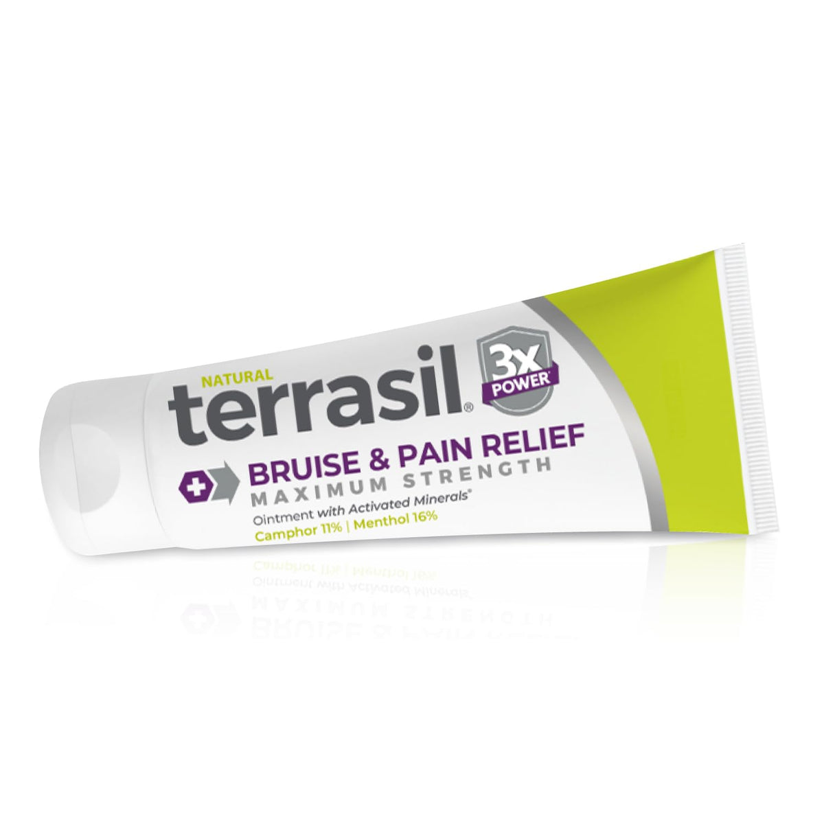 Terrasil Crème pour ecchymoses sur la bouteille, option douce pour les seniors.