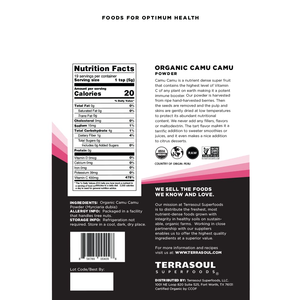 Terrasoul Camu Camu Poudre : texture fine facilitant la dissolution rapide.
