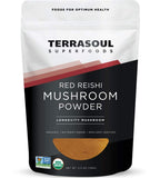 Terrasoul Reishi poudre extrait 4-1 emballage: dosage facile et biologique.