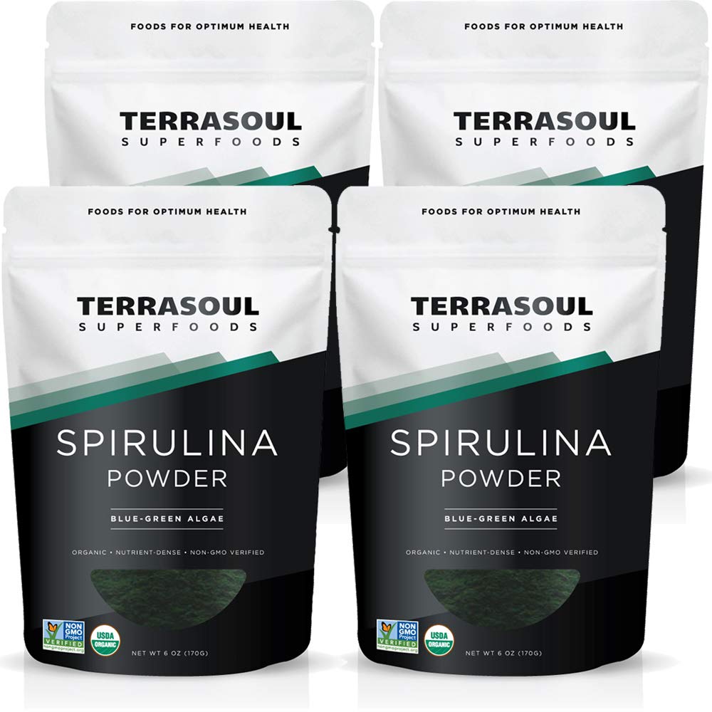 Terrasoul Spiruline en poudre, pack sachets refermables, idéal pour smoothies protéinés.