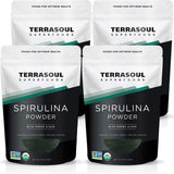 Terrasoul Spiruline en poudre, pack sachets refermables, idéal pour smoothies protéinés.