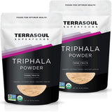 Terrasoul Triphala Poudre bio 2x450 g, soutien digestif potentiel et détox douce.