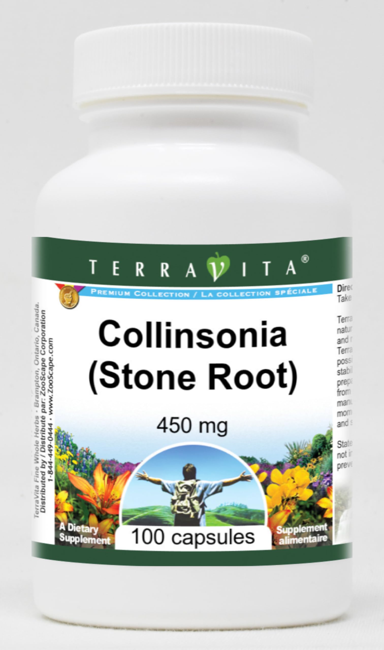 Terravita Collinsonia 450 mg, capsules faciles à avaler pour la routine quotidienne.