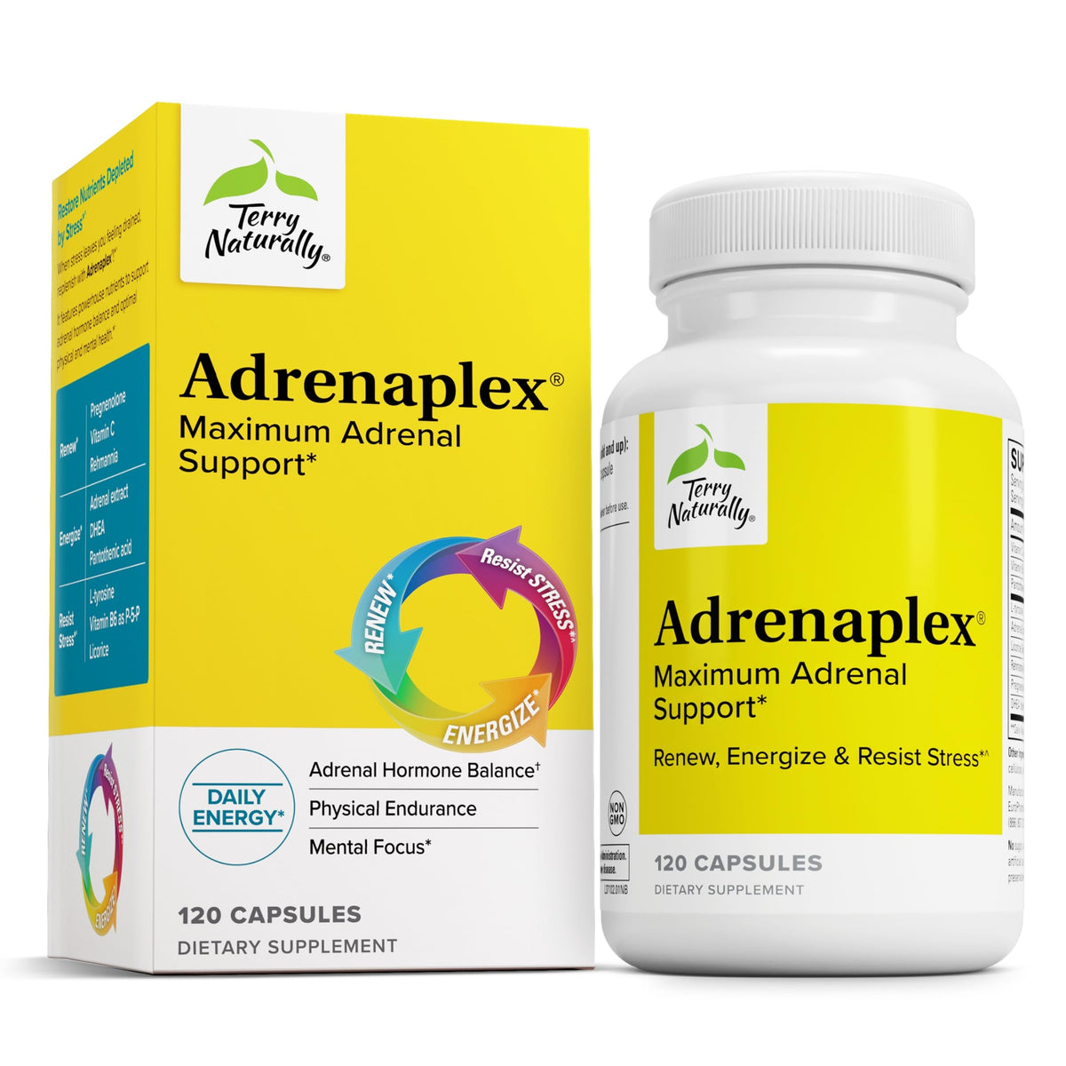 Terry Naturally Adrenaplex - bouteille: soutien potentiel des glandes surrénales.