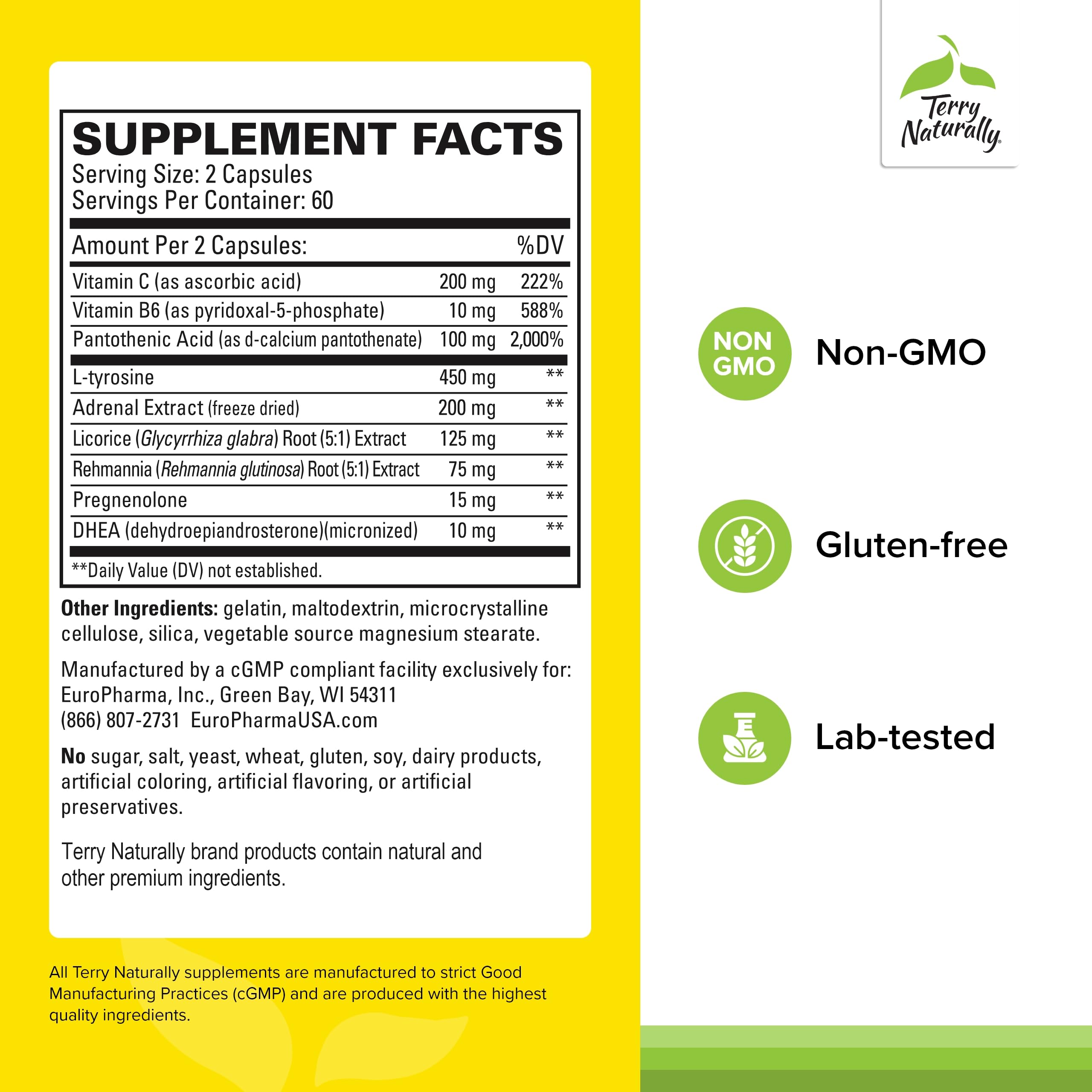 Terry Naturally Adrenaplex - capsules: usage quotidien possible pour un équilibre potentiel.