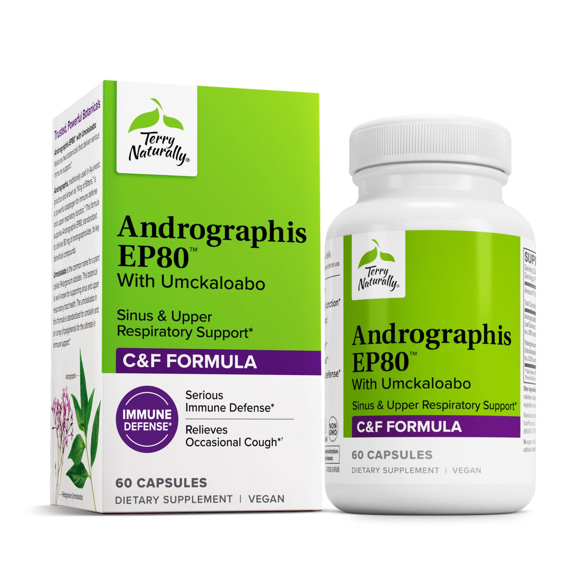 Terry Naturally Andrographis EP80 bouteille: soutien respiratoire potentiel.