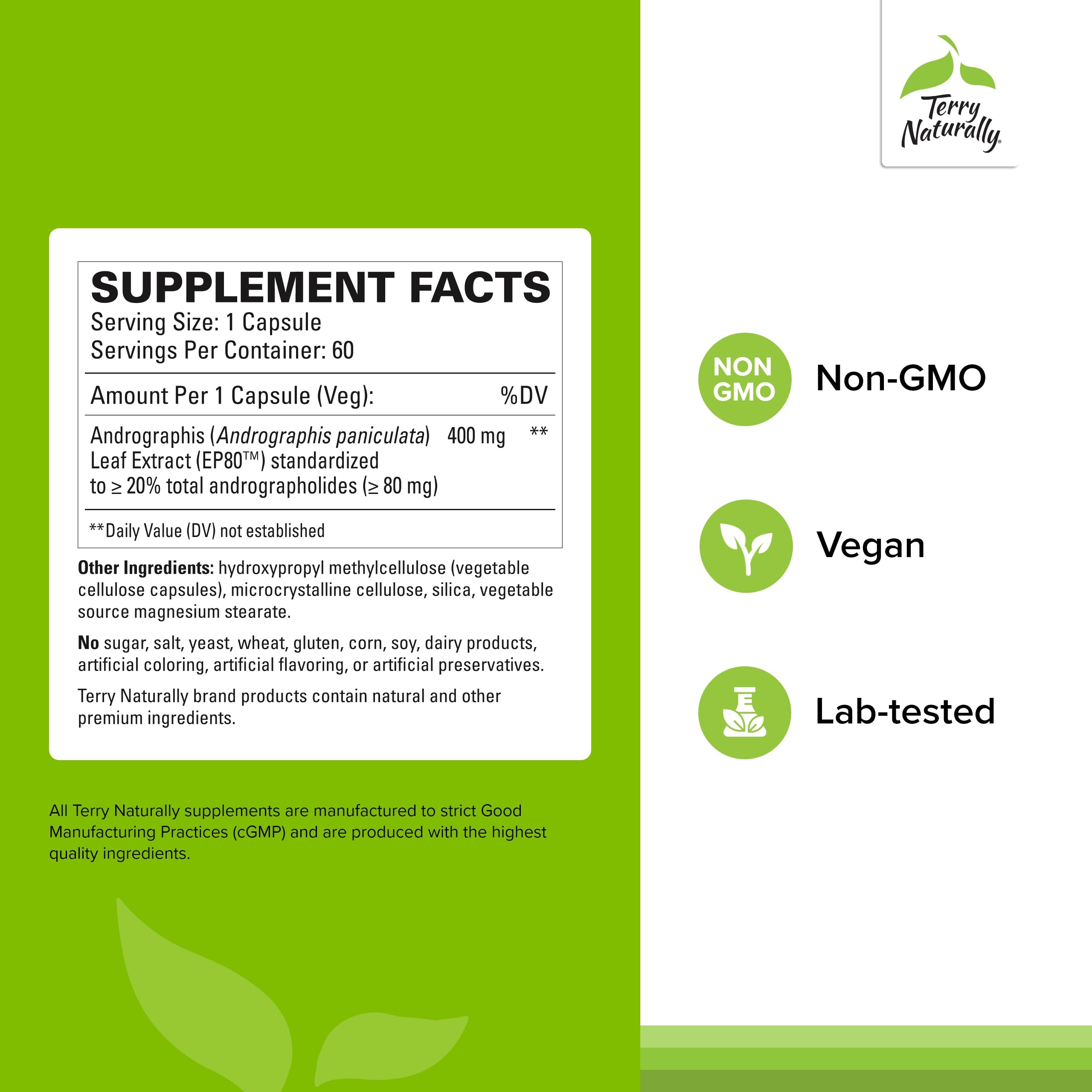 Capsules vegan Andrographis EP80 dans le flacon, format pratique pour soutien quotidien