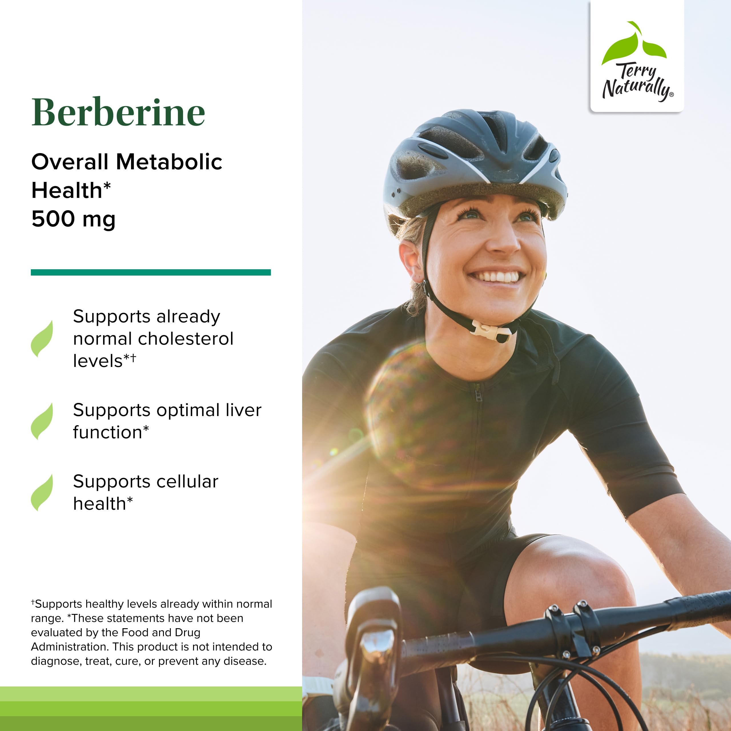Tableau nutritionnel Terry Naturally Berberine, détails d'ingrédients et absence d'additifs.