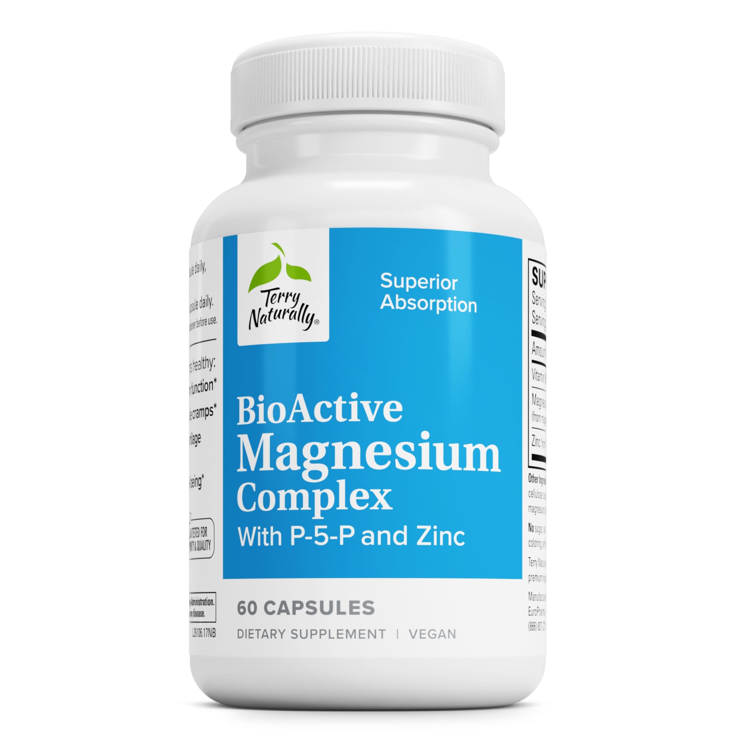 Terry Naturally BioActive Magnesium Complex — Flacon pratique pour une prise quotidienne