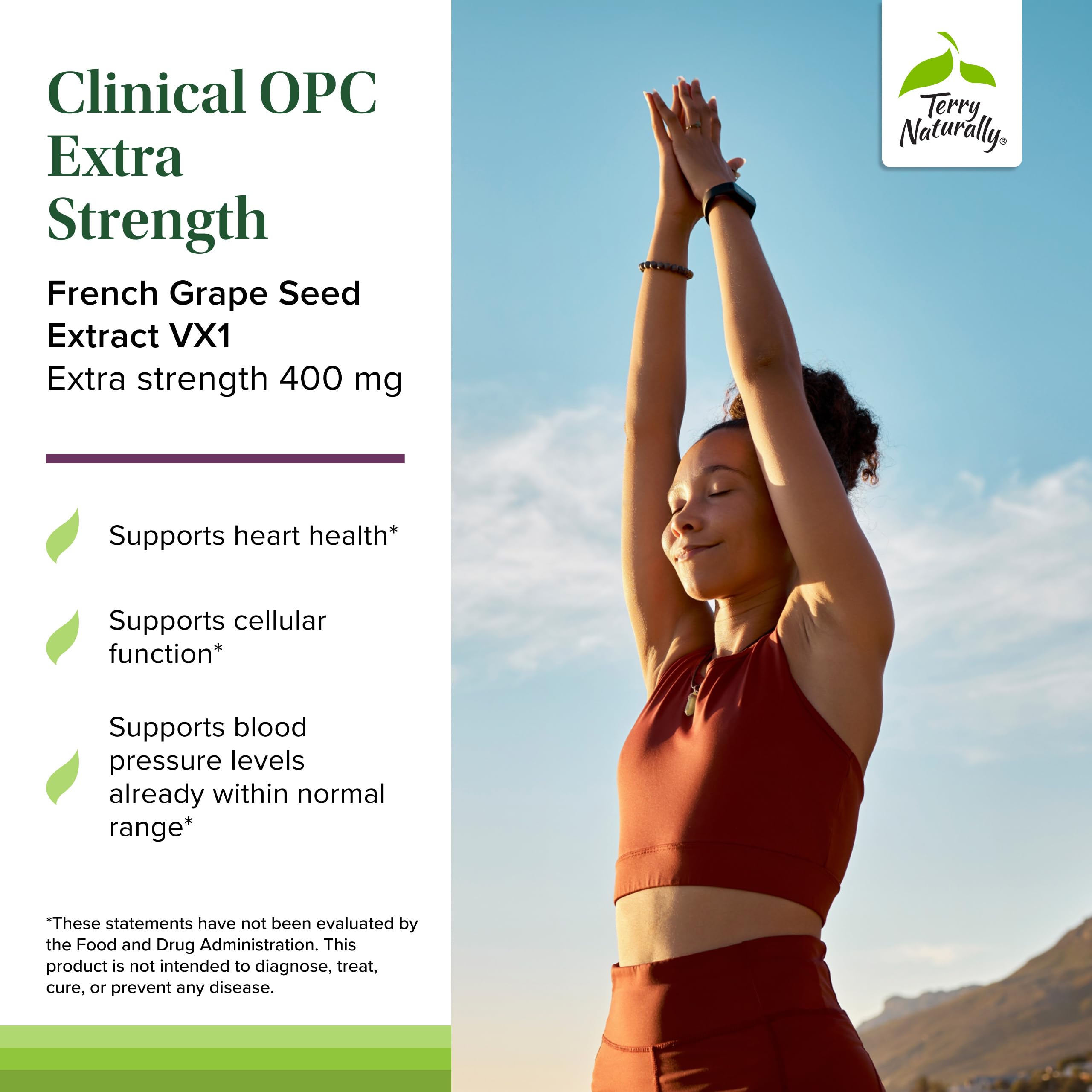 Terry Naturally Clinical OPC Extra Strength, extrait pépins raisin français illustré