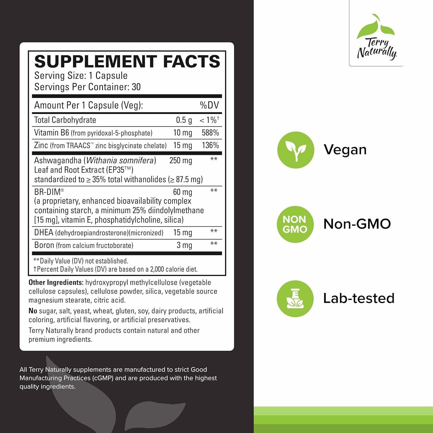 Terry Naturally Complete Testosterone Support – capsules d'ashwagandha pour soutenir la masse musculaire.