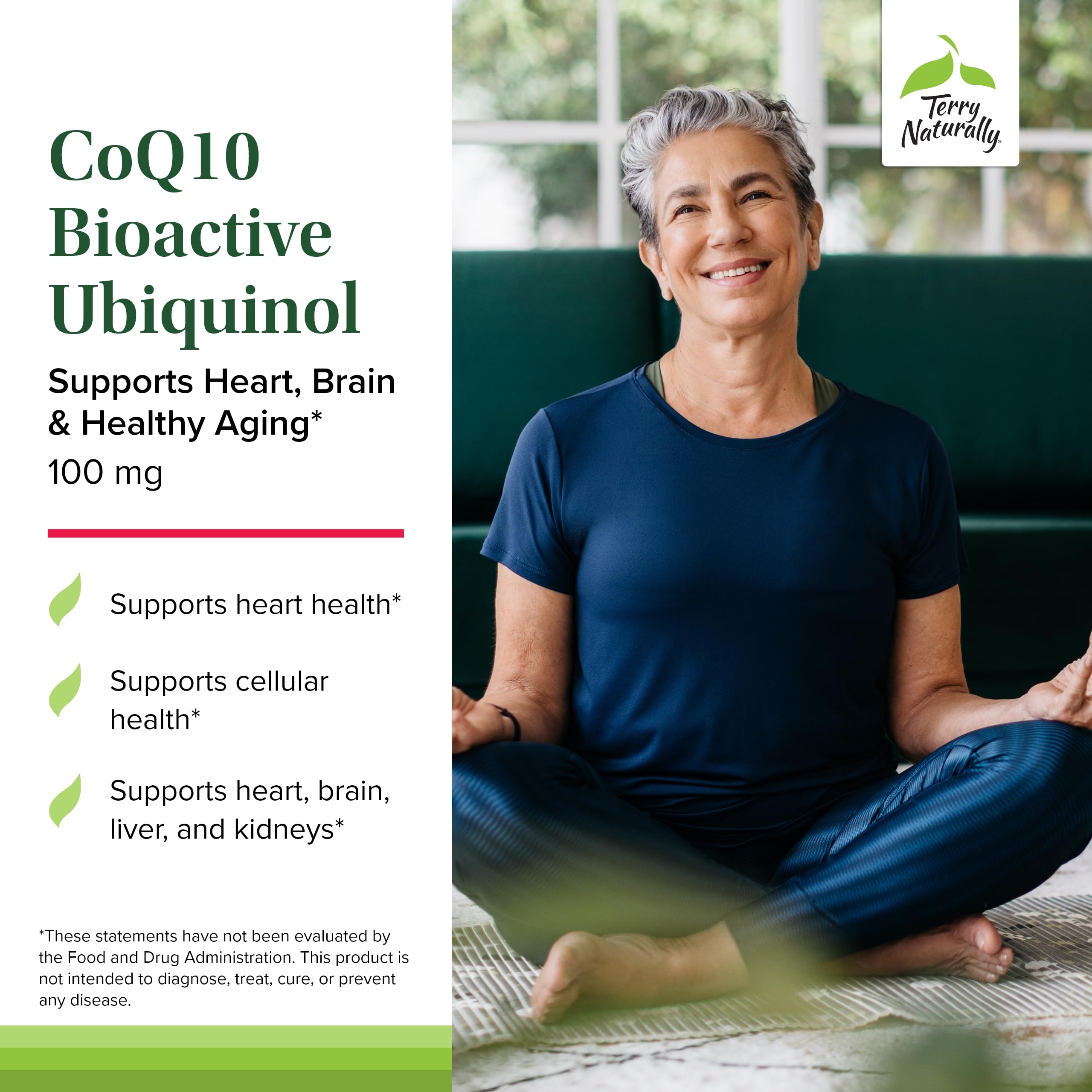 Terry Naturally CoQ10 BioActive ubiquinol – gélules molles faciles à prendre.